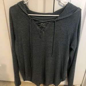 Tie top soft hoodie